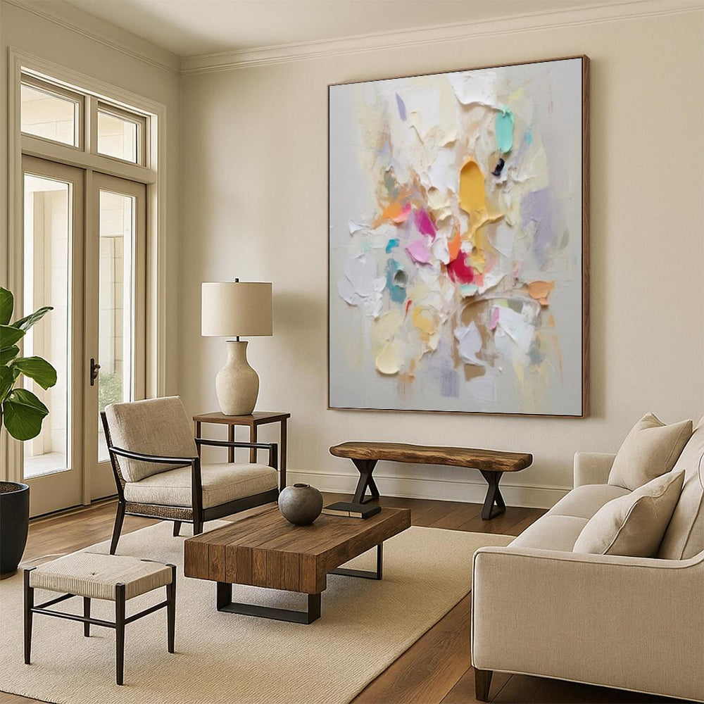 “Pastel Impasto Burst” - Multicolor Textured Painting On Canvas DKH0973