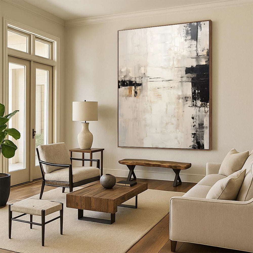 “Neutral Abstract Blocks” - Minimalist Abstract Painting On Canvas DTP131