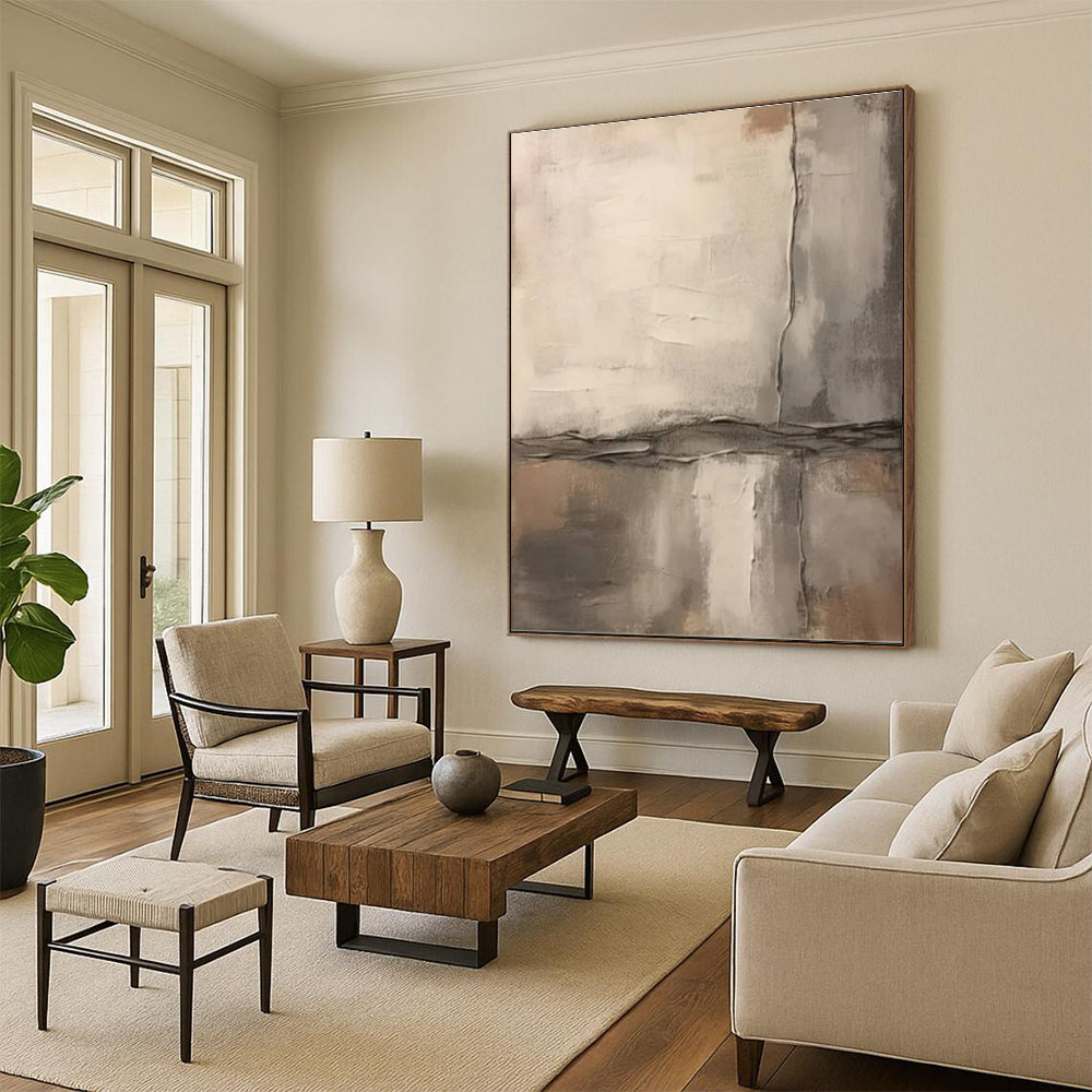 Beige - Gray Textured Blocks, "Subtle Structure" - Abstract Textured Painting CT0711