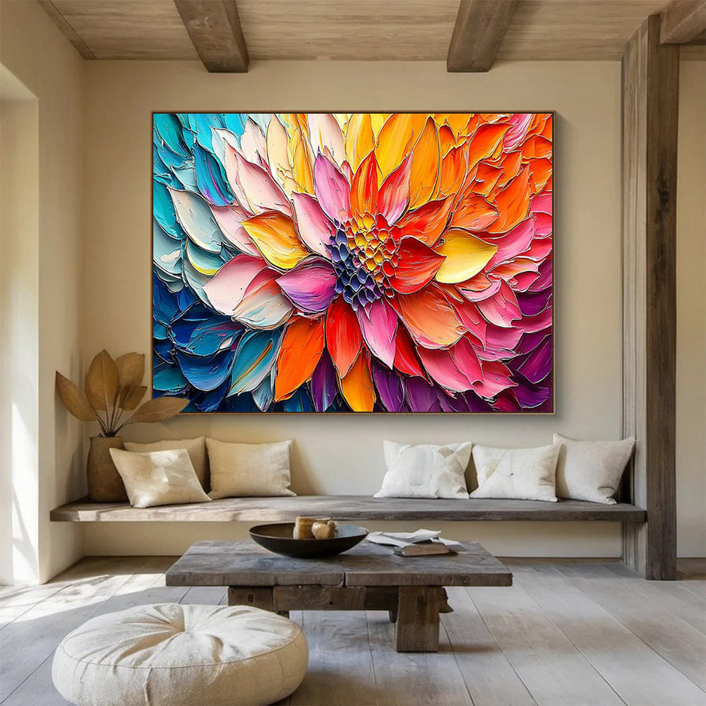 “Colorful Blossom - Vivid Multicolor Flower Painting On Canvas” DKH866