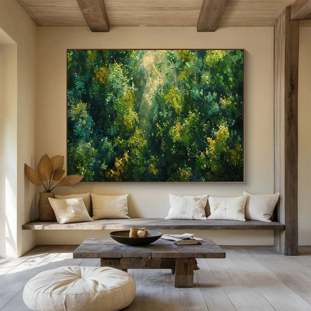 “Sunlit Forest Canopy” - Impressionistic Landscape Painting On Canvas DKH811