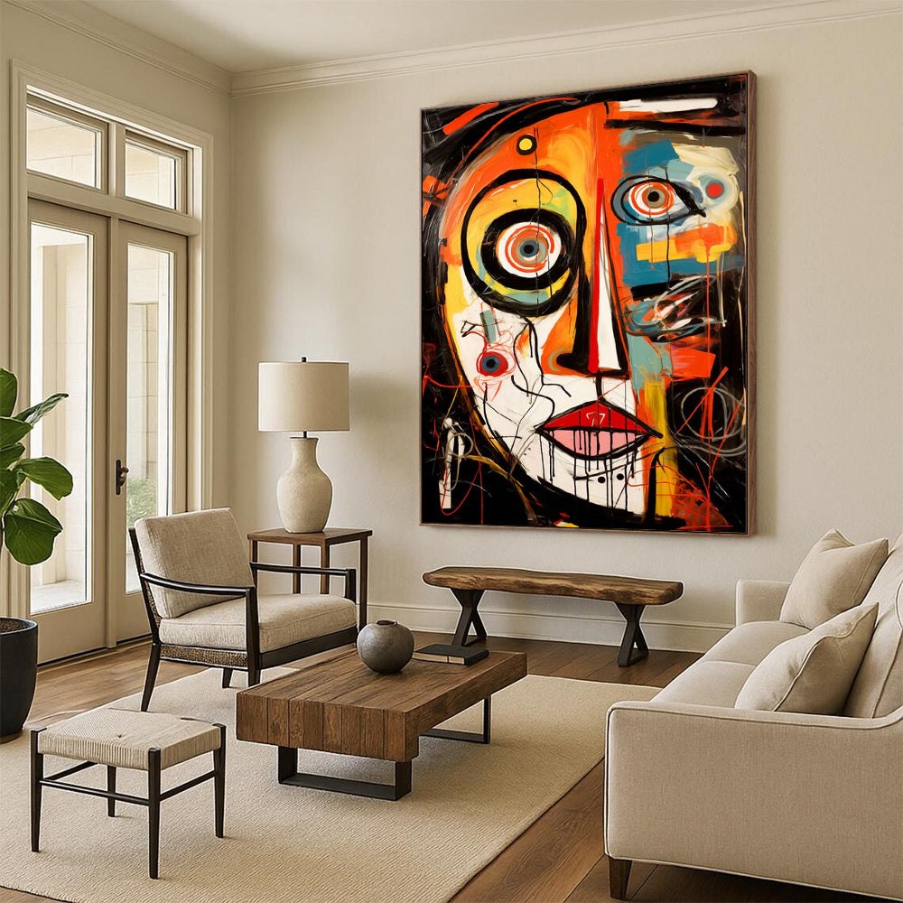 “Abstract Expressionist Face” - Colorful Chaotic Portrait Painting On Canvas CT2211