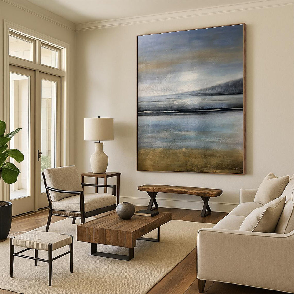 “Soft Gray Seascapes” ,Abstract Landscape Oil Painting CT0908