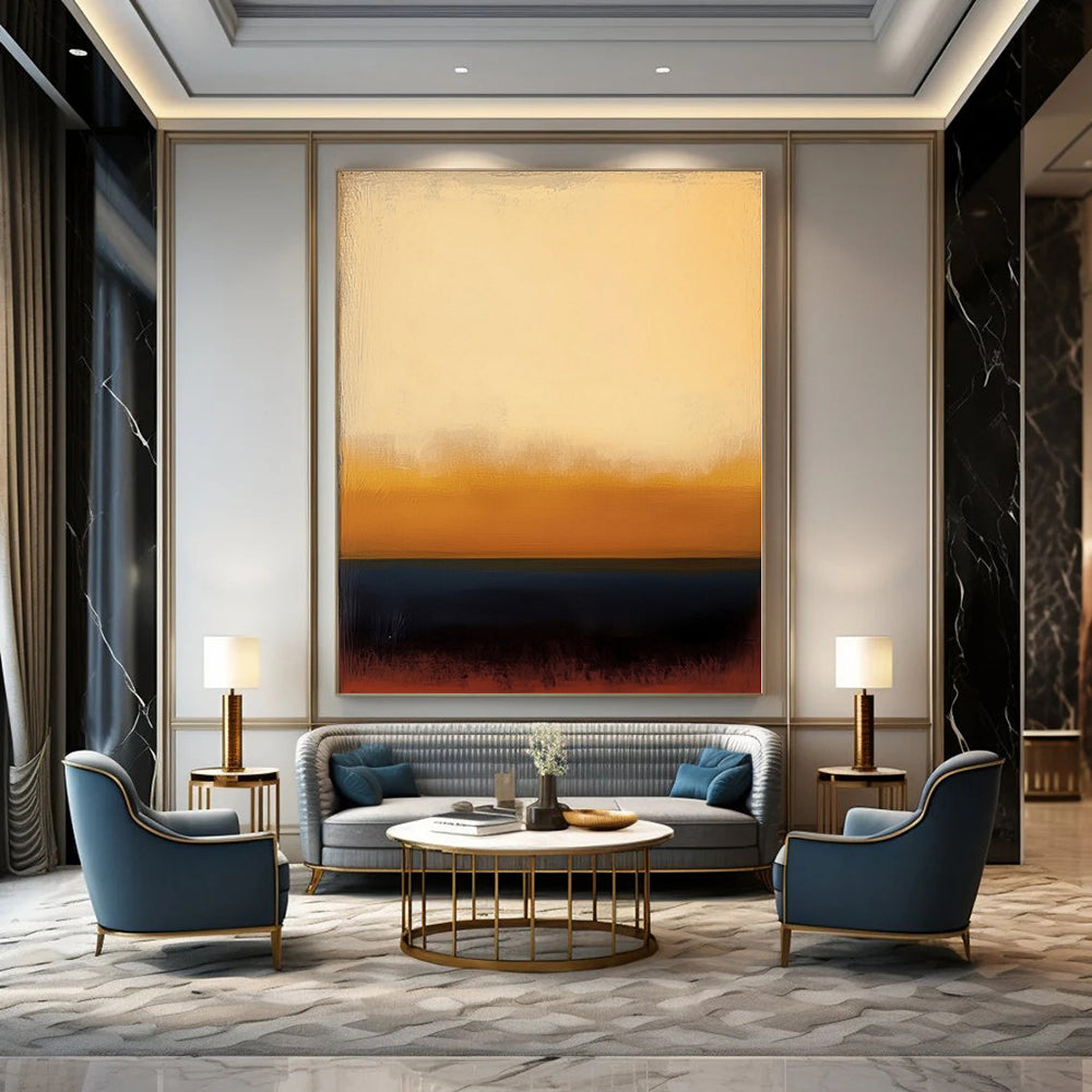 “Warm Gradient (Beige - Orange - Blue)” – Color Field Painting CT1190