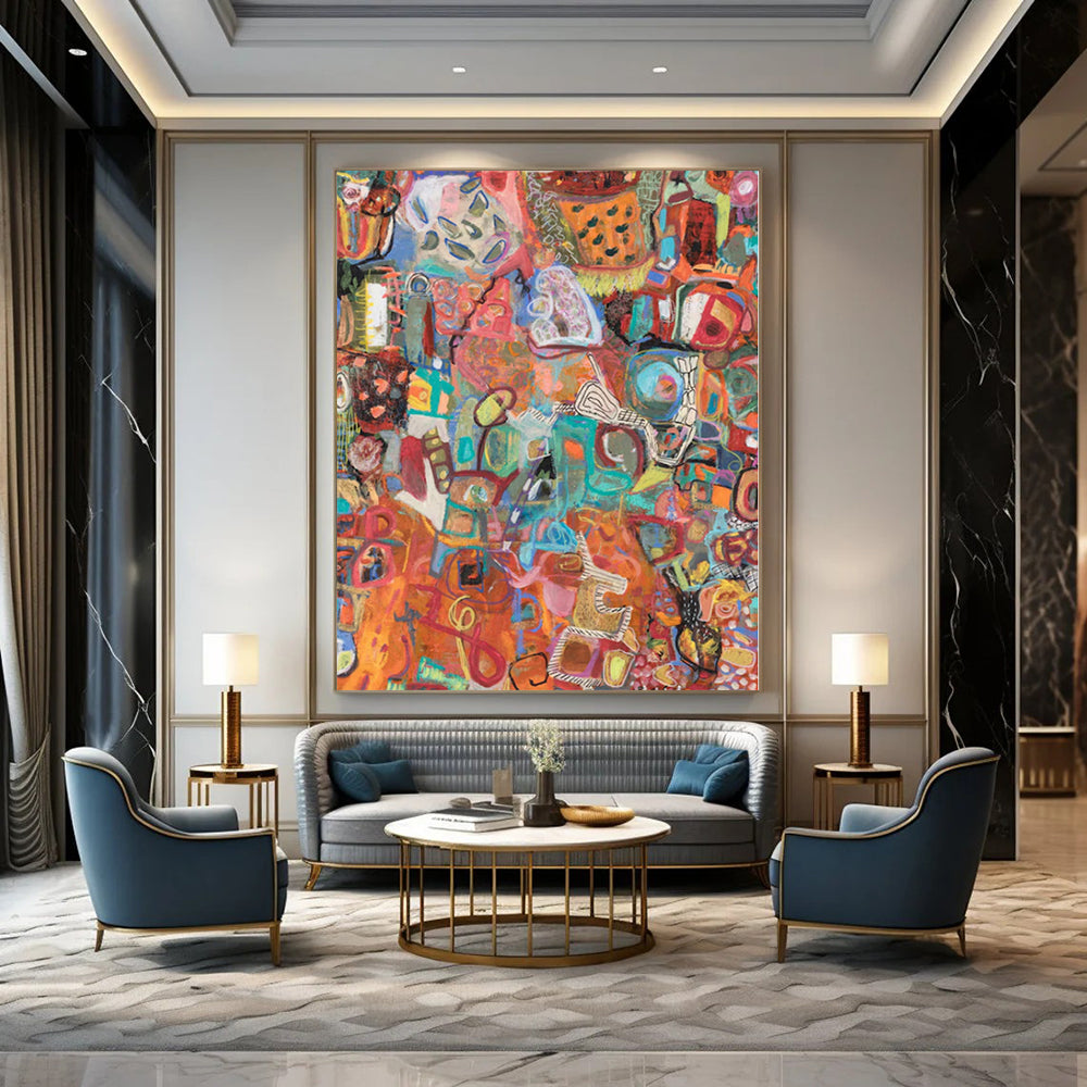“Vibrant Colorful Abstract Collage” – Mixed - Media Abstract Art CT1169