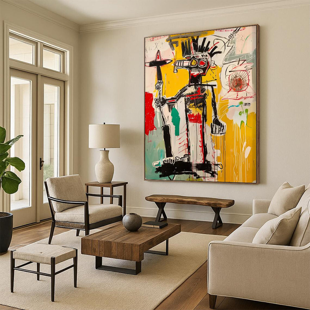 “Expressive Tribal Figure” - Basquiat - Inspired Street Art Painting On Canvas DTP103