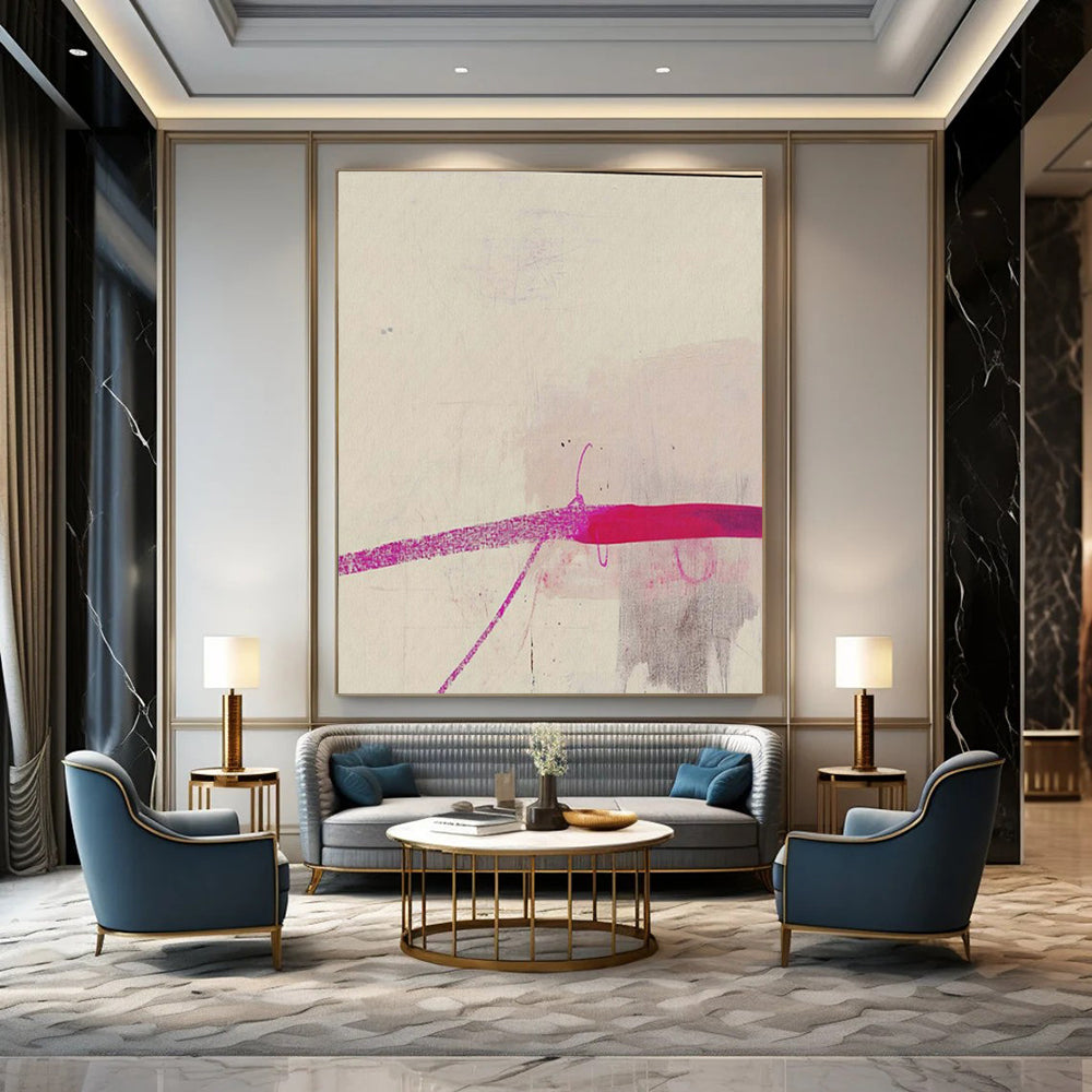 “Pink Line on Light” – Minimalist Abstract Art CT1045
