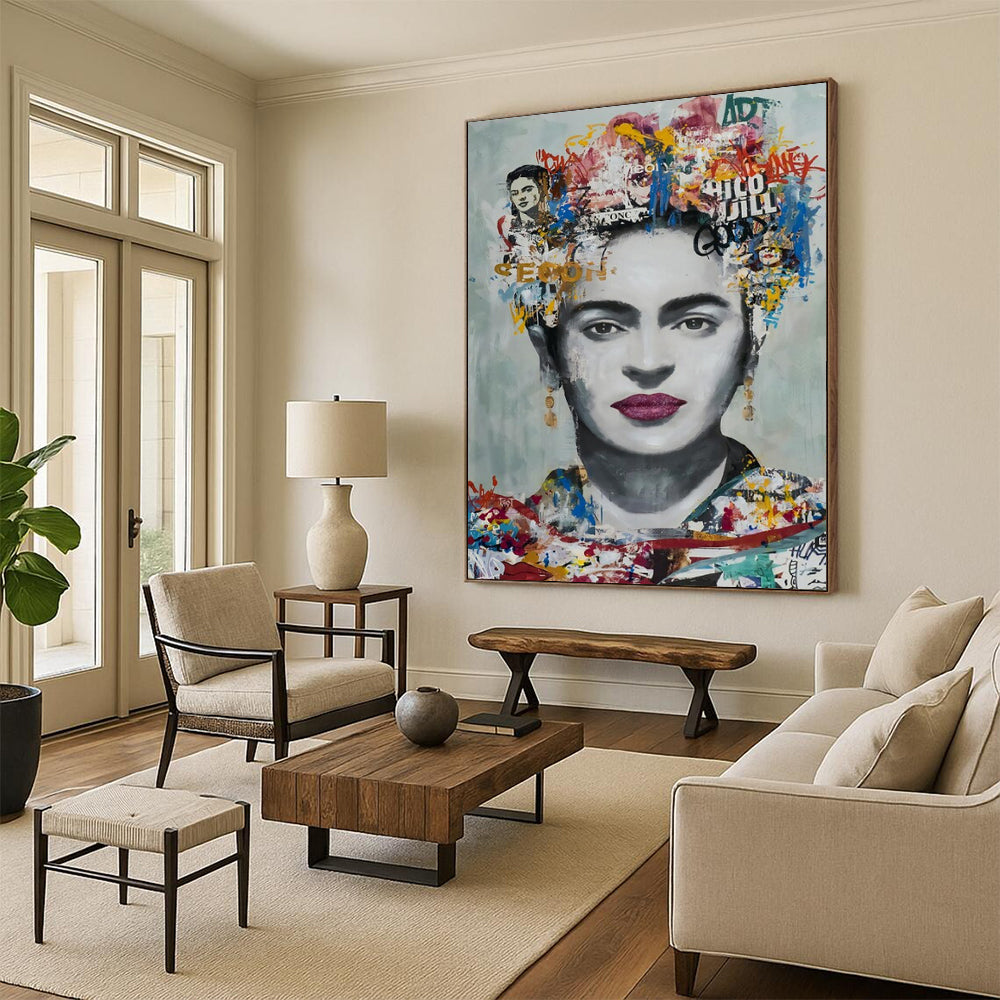 “Frida - Inspired Collage Portrait” - Colorful Collage Portrait Painting On Canvas CT2184