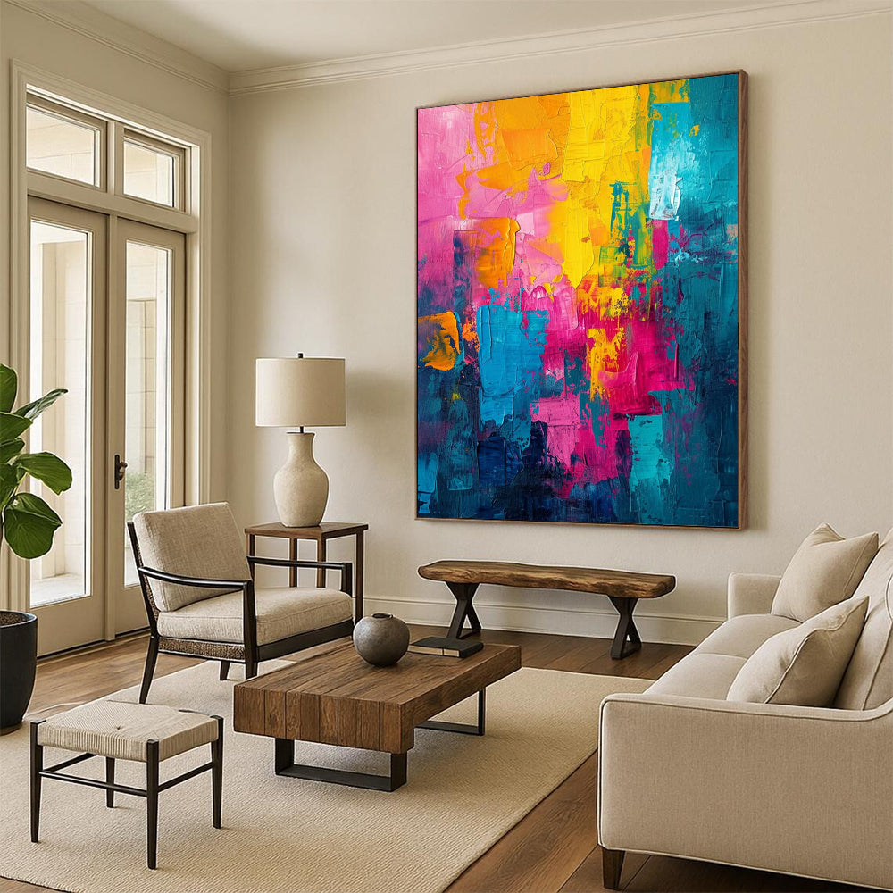 “Vibrant Color Block Abstraction” - Abstract Expressionist Painting On Canvas DTP060
