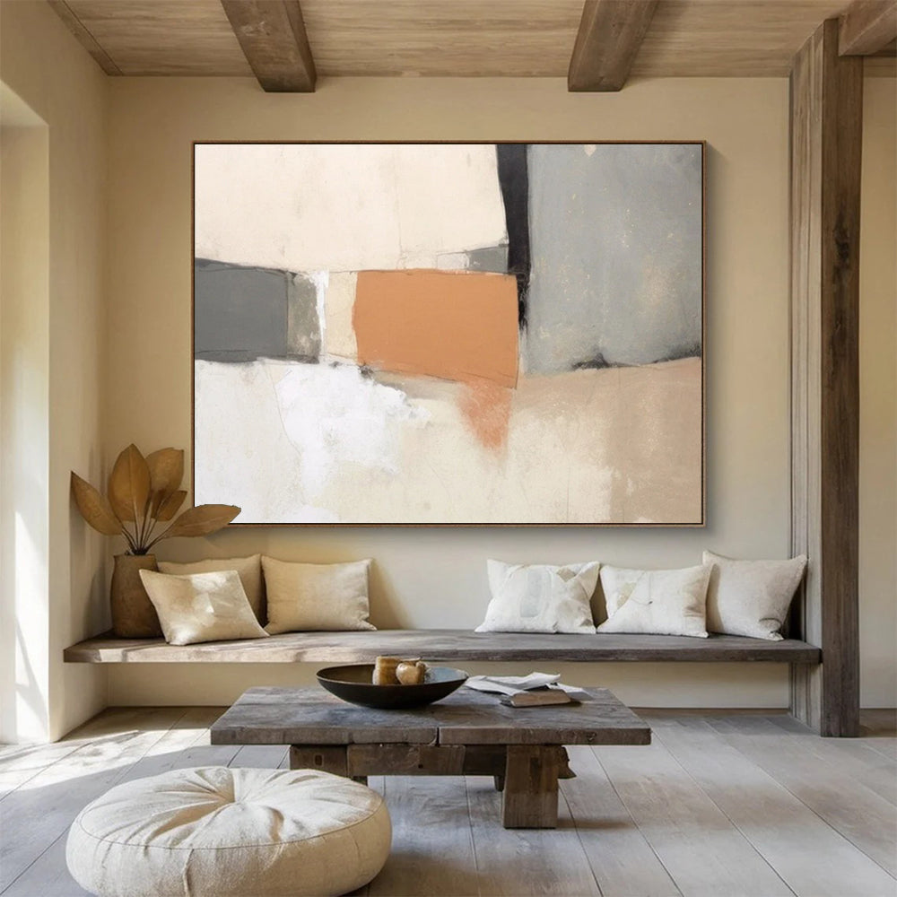 “Neutral Tones With Terracotta Accent” Abstract Painting On Canvas DLZ076