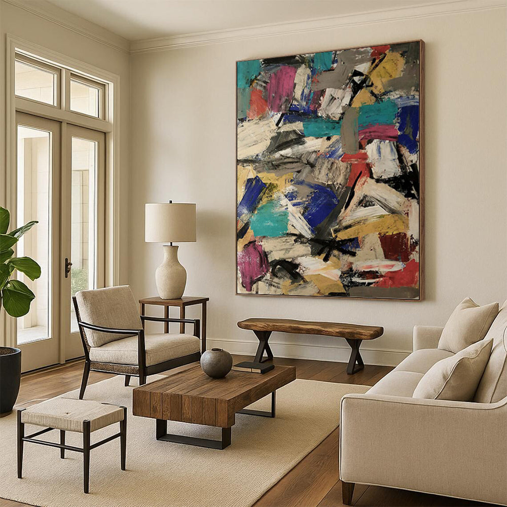 “Colorful Abstract Collision” - Vibrant Abstract Expressionist Painting DKH1039