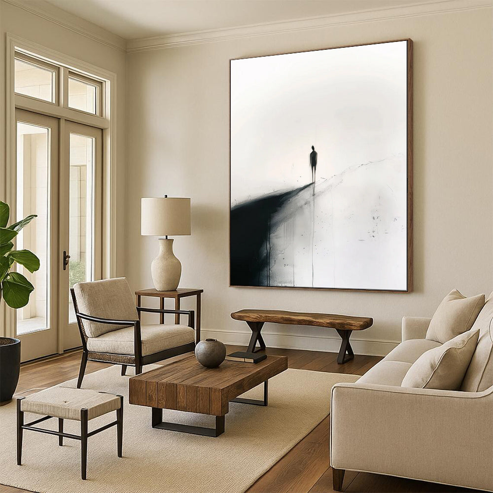 “Lonely Figure on a Path Abstract” - Minimalist Ink Art CT1931