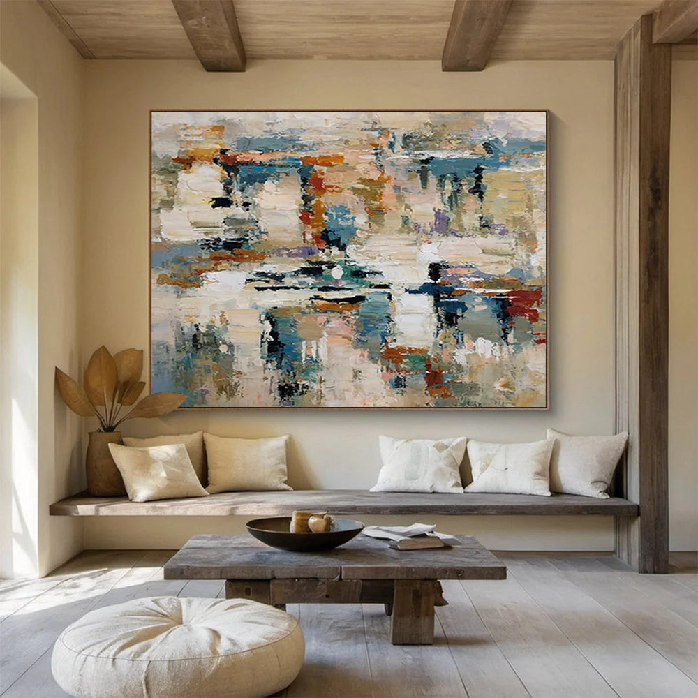 “Color - Blended, Abstract Scene ‘Harmonious Chaos’” - Abstract Impasto Painting On Canvas DLZ012