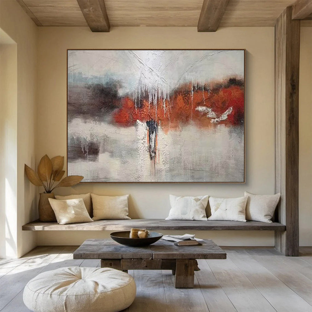 Abstract Landscape with Dripping Paint Painting On Canvas DKH299