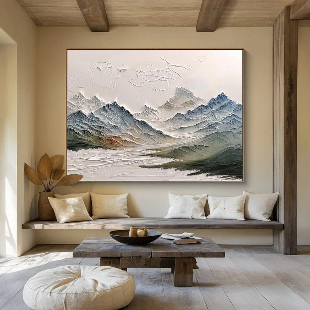 “Textured Mountain Range” Impasto Landscape Painting On Canvas DKH462