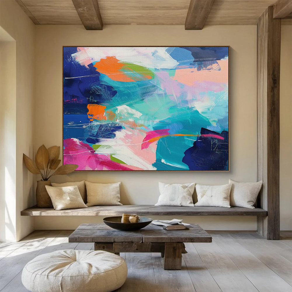 “Colorful Abstract Fusion” Abstract Acrylic Painting On Canvas DKH489