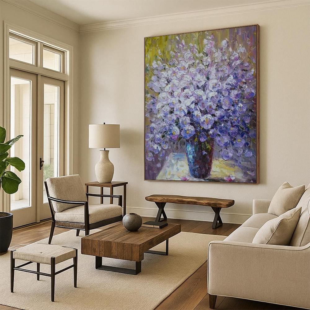 “Impressionistic Purple Flower Bouquet” - Still Life Painting On Canvas CT2350