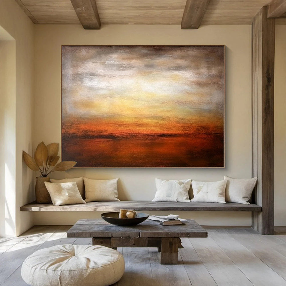 “Warm Sunset Gradient” Abstract Landscape Painting On Canvas DKH343
