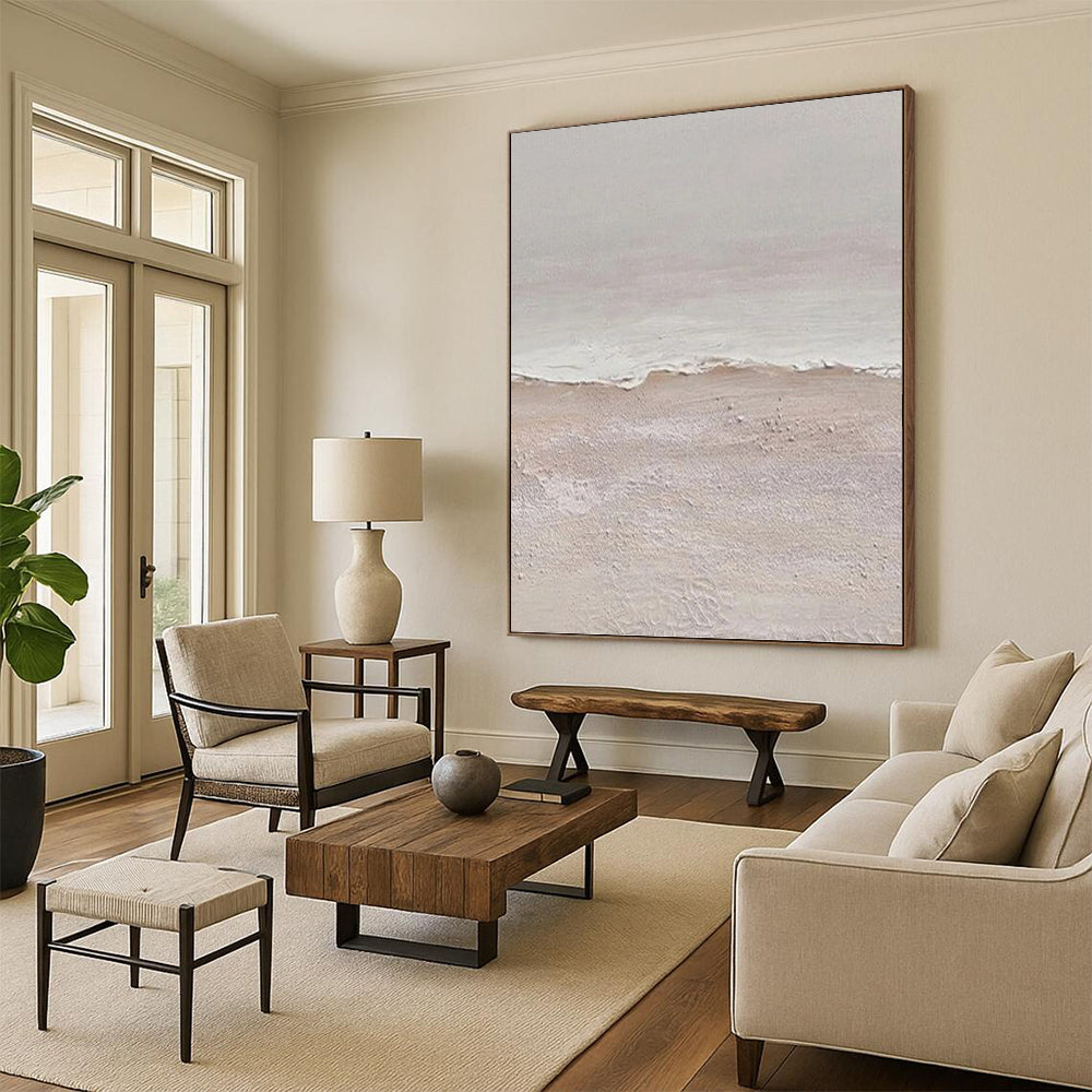 “Textured Beach Scene with Soft Tones” - Calming Landscape Painting On Canvas DKH1124