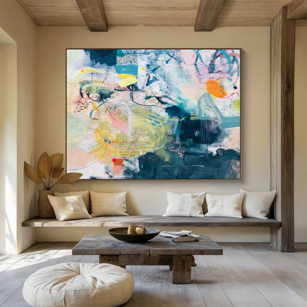 Colorful Abstract with Organic Shapes “Nature's Abstract Symphony” Painting On Canvas DKH076