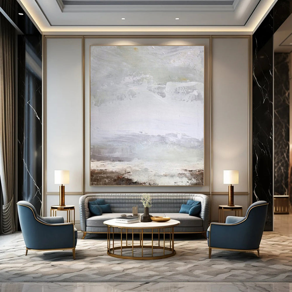“Soft Gray Abstract Horizon” – Abstract Landscape Painting CT1149