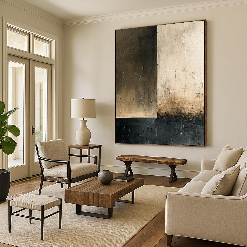 “Neutral Tonal Divide” - Abstract Minimalist Painting On Canvas DTP016