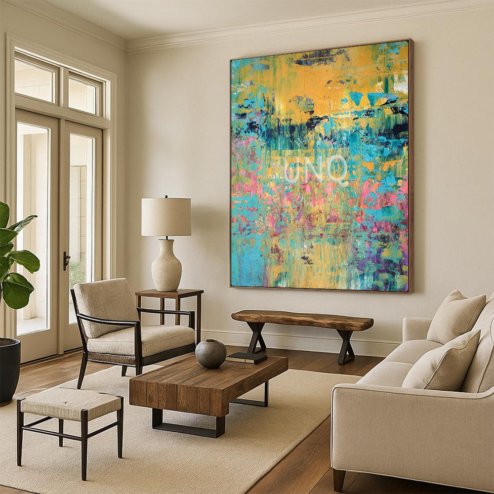 “Colorful Abstract Textured Art” – Impasto Oil Painting On Canvas CT2167