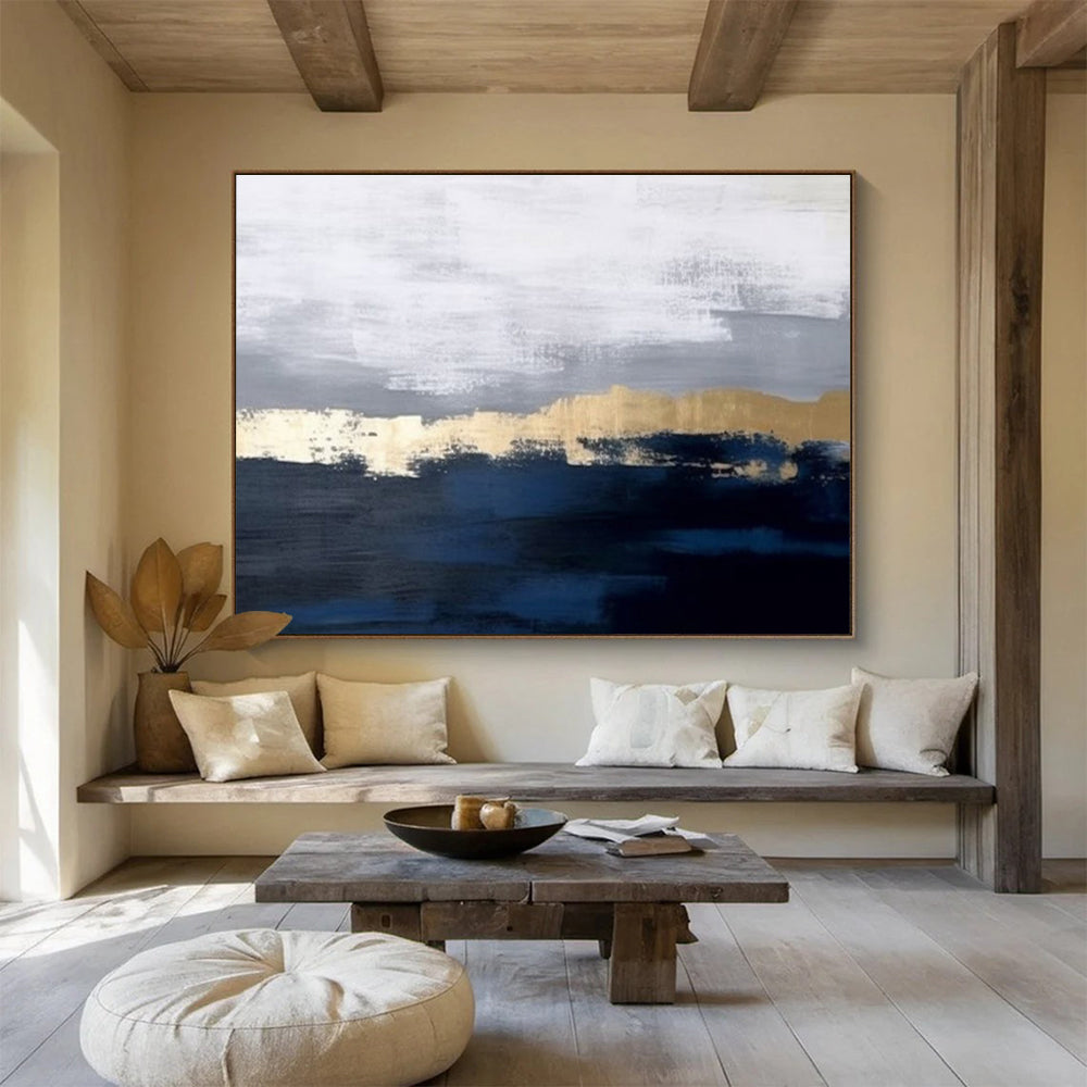 “Neutral Tones Abstract Horizon” - Minimalist Landscape Painting On Canvas DKH784