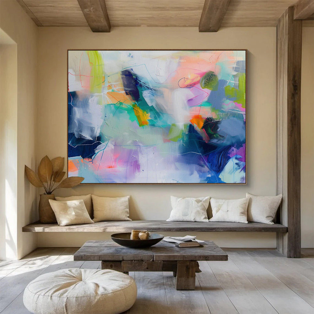 “Colorful Abstract Fusion” Abstract Acrylic Painting On Canvas DKH497