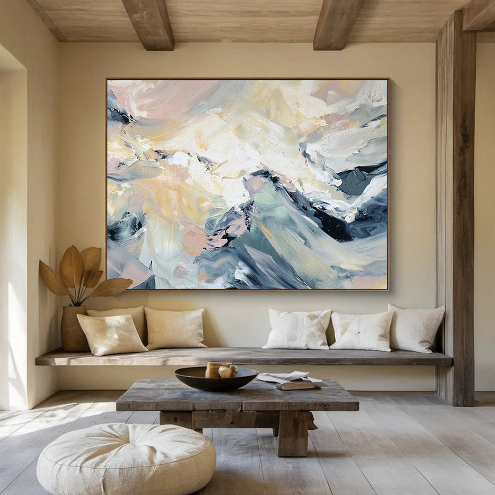 “Colorful Abstract Peaks” Abstract Impasto Painting On Canvas DKH424