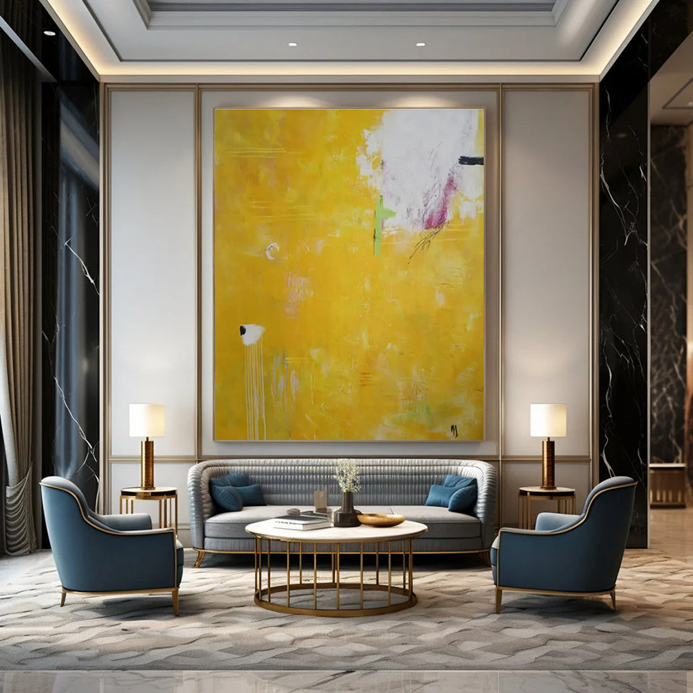 Bright Yellow - Based Abstraction - Color - Field Painting - Style Acrylic Painting CT1407