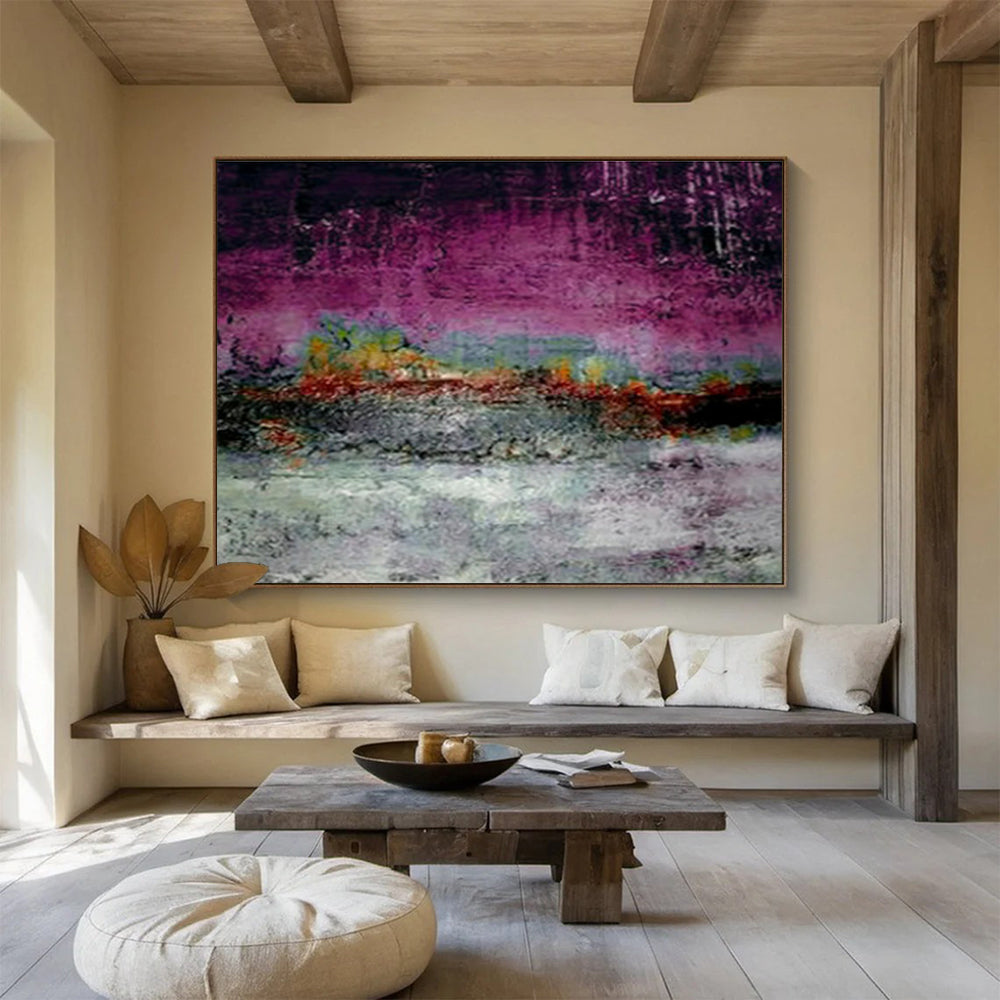 “Purple - Hued Textured Abstract” Abstract Impasto Painting On Canvas DKH391