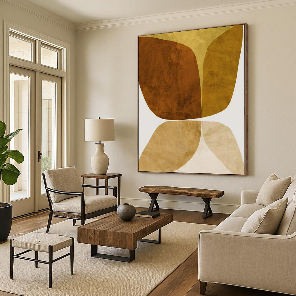 Symmetrical Brown & Beige Shapes - Abstract Painting On Canvas CT2310