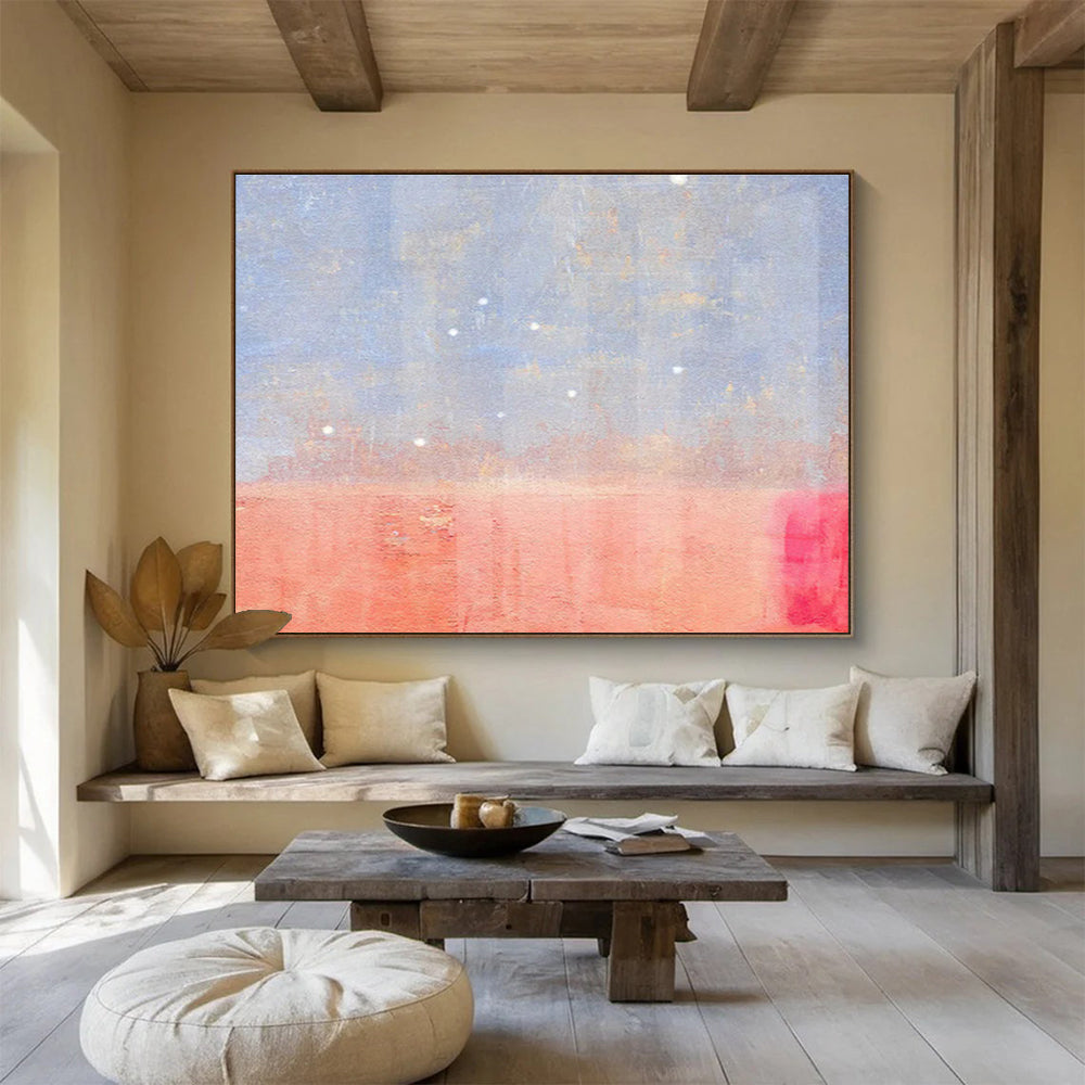 Subtle Blue and Red Abstract Painting On Canvas DKH280