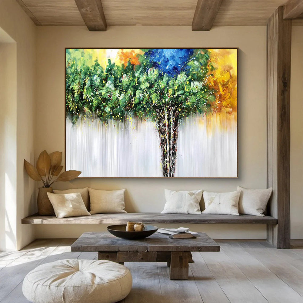 Colorful Canopy Vibrant Tree Abstract Painting On Canvas DKH176