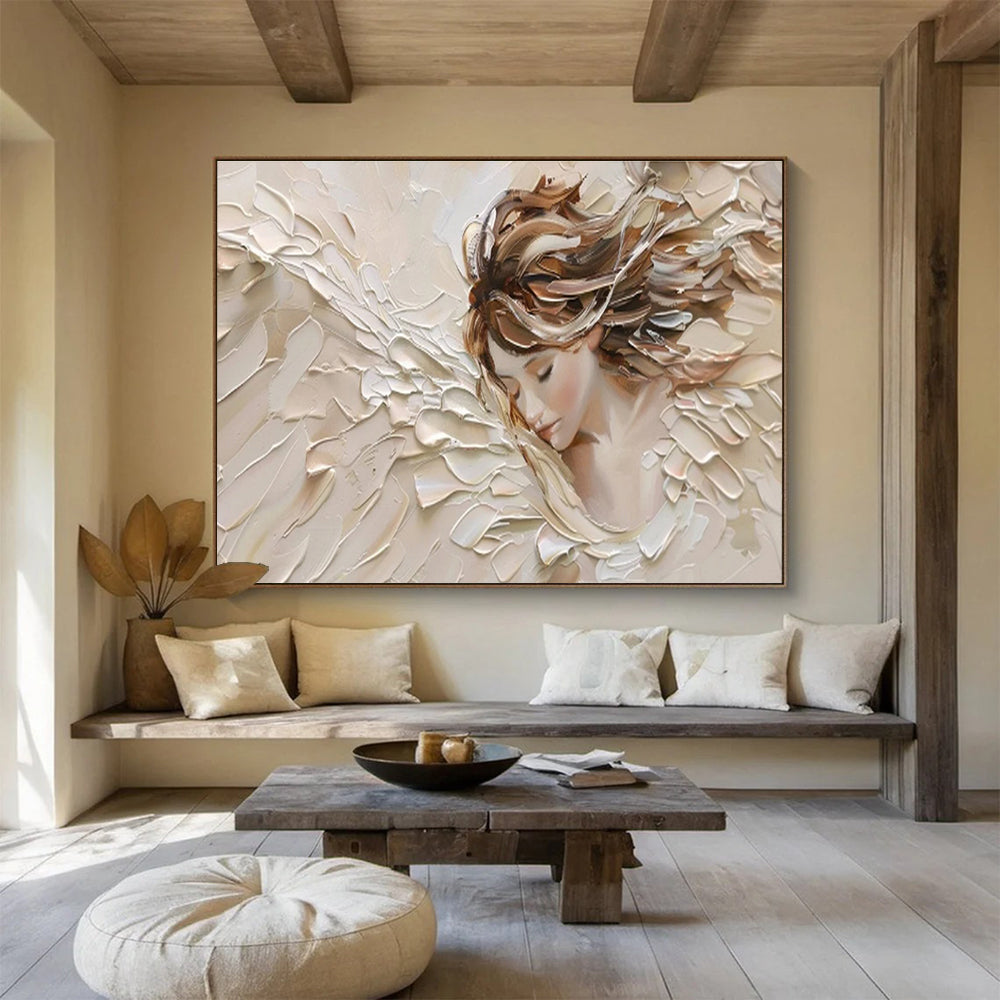 “Textured Angelic Figure” Impasto Portrait Painting On Canvas DKH454