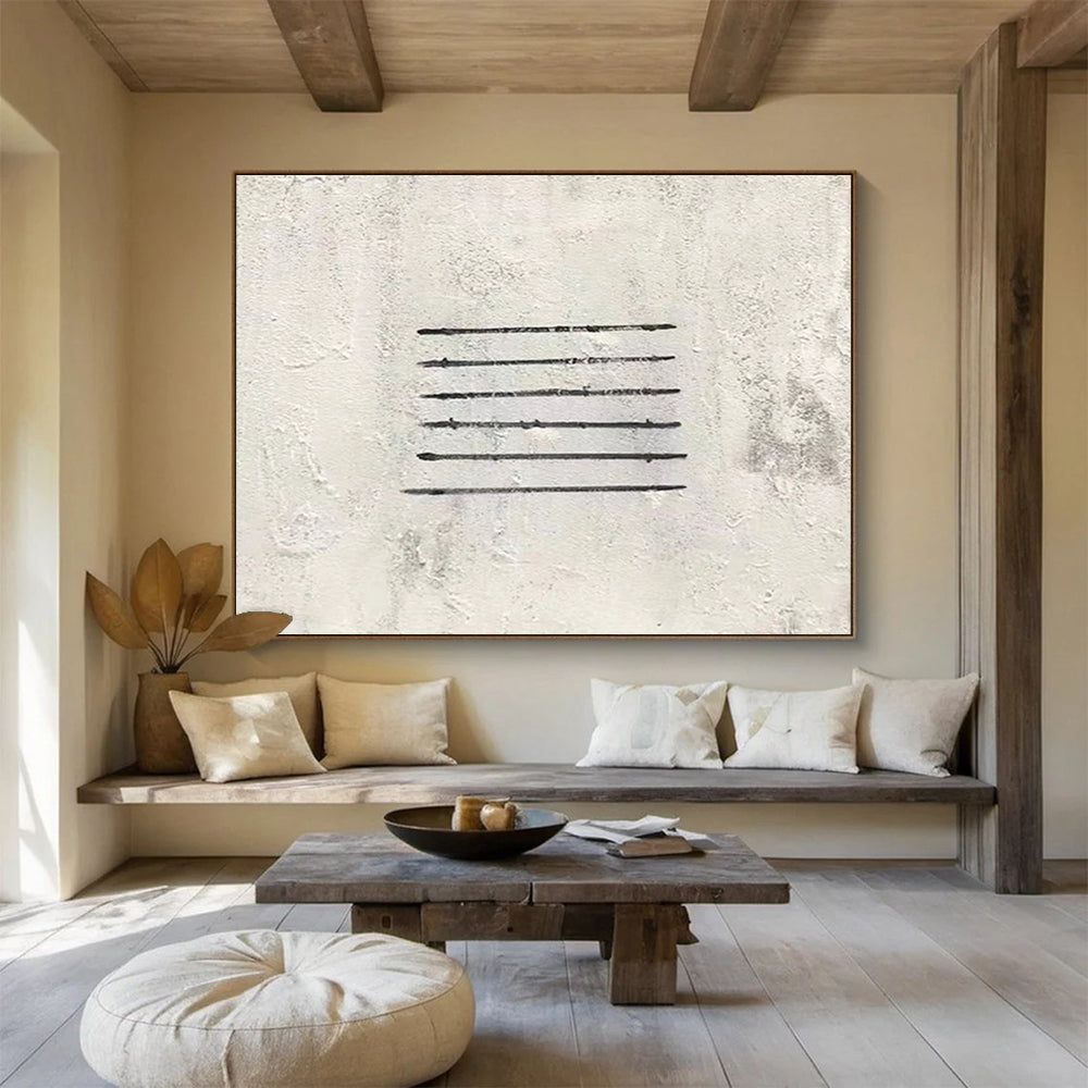 “Linear Simplicity in Gray” - Gray & Black Minimalist Abstract Painting On Canvas DLZ262