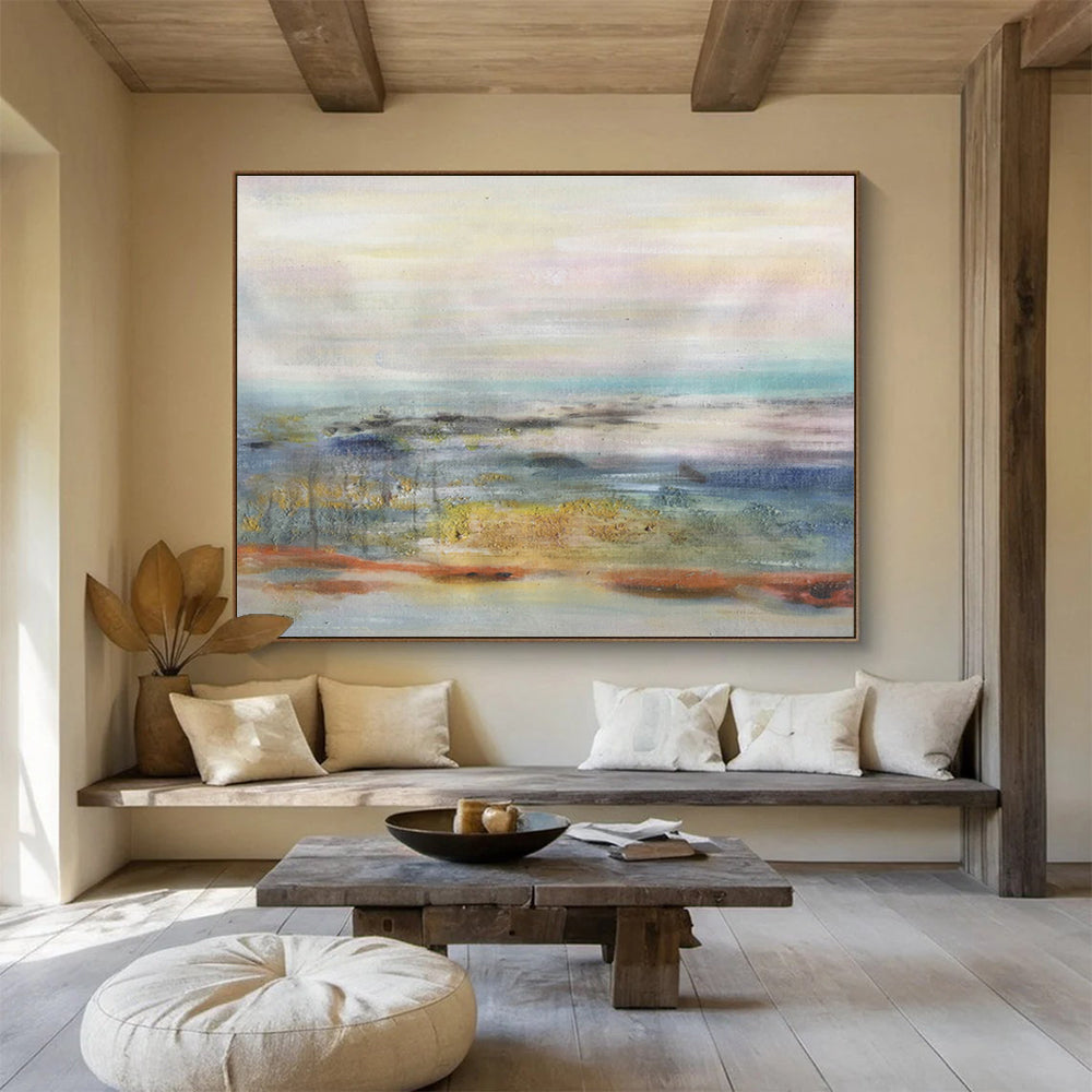 Pastel Toned Abstract Horizon Painting On Canvas DKH300