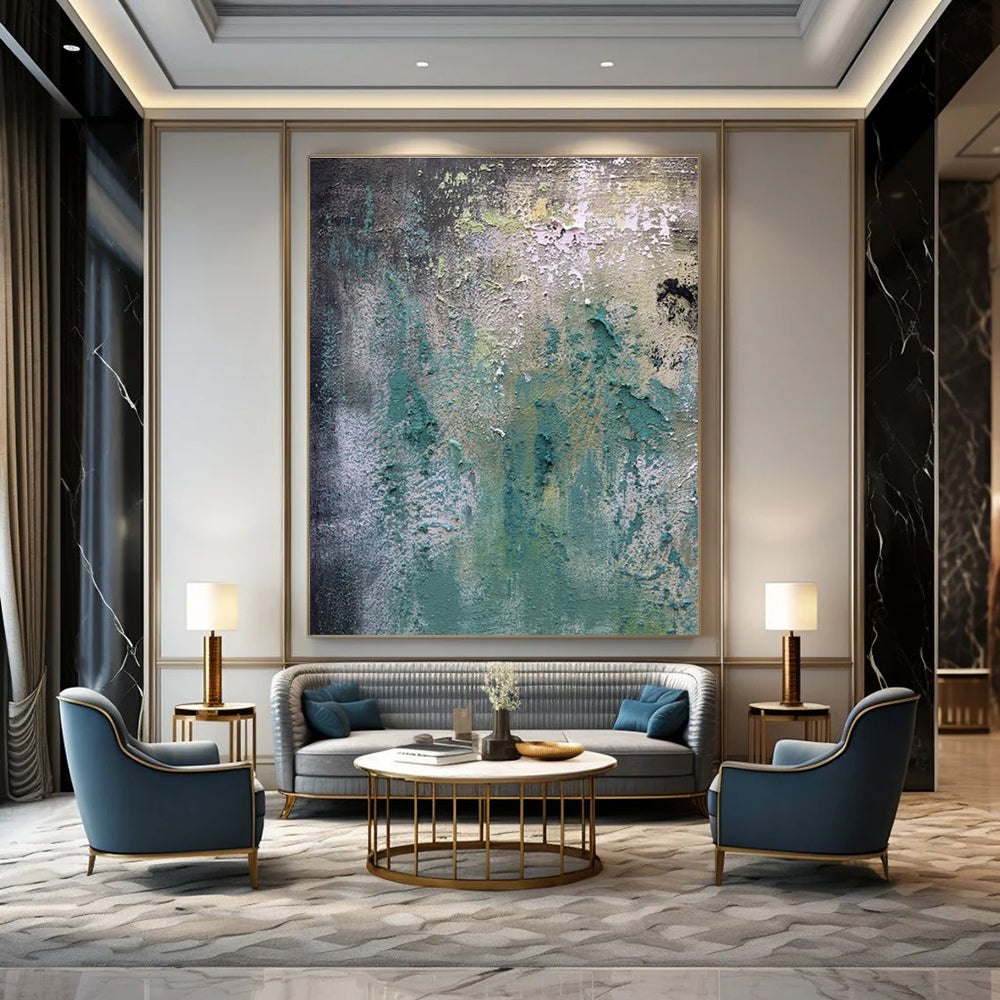 Green, Blue & Grey Textured Layers - "Weathered Walls" - Abstract Textured Painting CT1472