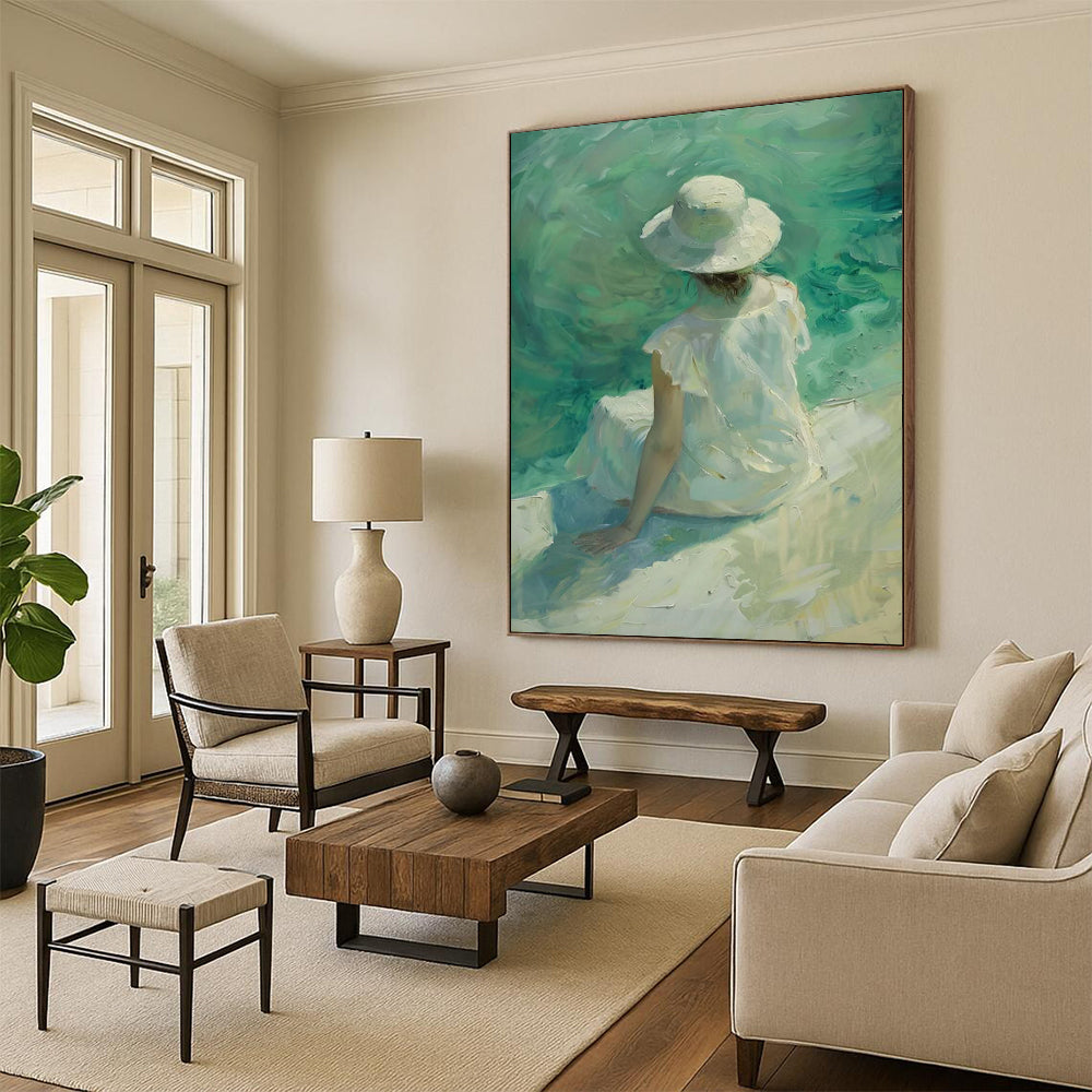 “Seaside Serenity” - Impressionist Figure Painting On Canvas DTP088