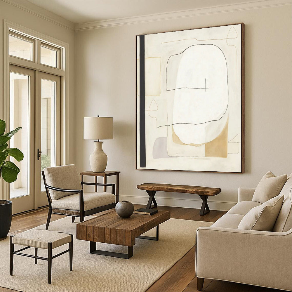 “Minimalist Line Shapes” - Abstract Geometric Painting On Canvas DTP025