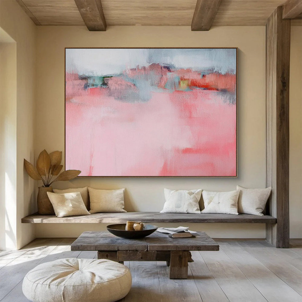 “Subtle Pink Abstract” Abstract Acrylic Painting On Canvas DKH487