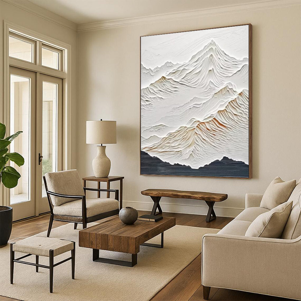 “White Textured Mountain Relief” Painting On Canvas DKH0985