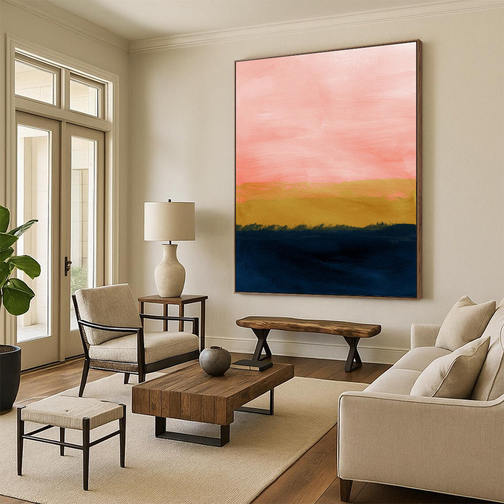 “Pink and Gold Sunset” - Minimalist Landscape CT2022