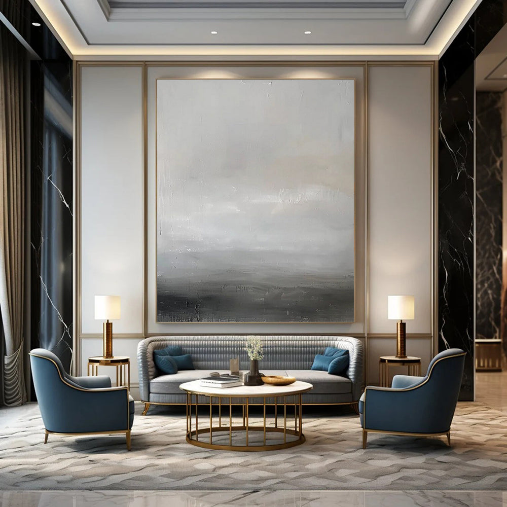 “Gray, White Minimalist Horizon” – Minimalist Abstract Art CT1013