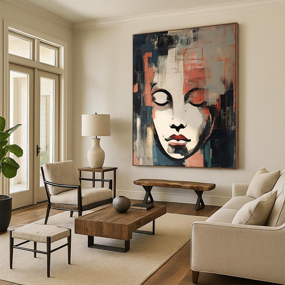 “Abstract Cubist Face” - Cubist - Inspired Portrait Painting On Canvas DTP124