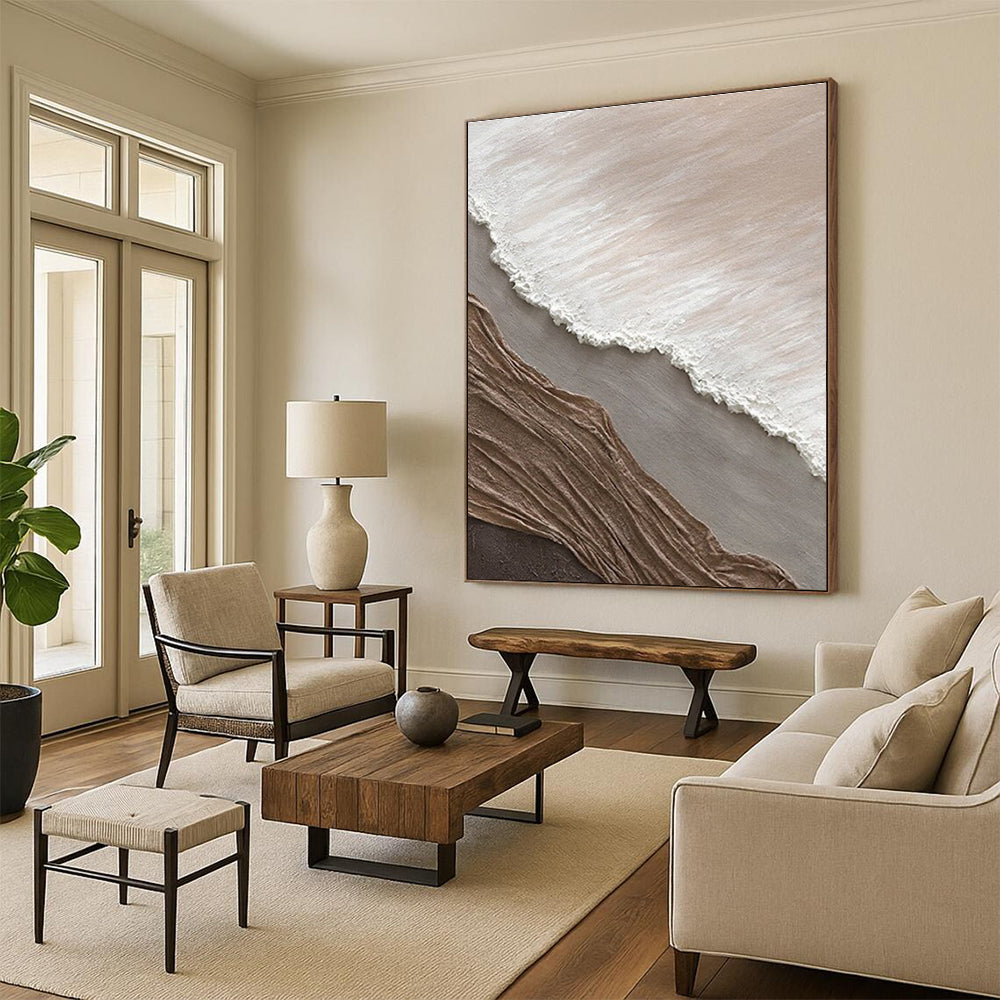 Earth - Toned Textured Layers, “Desert Folds” - Mixed - Media Textured Painting CT0726