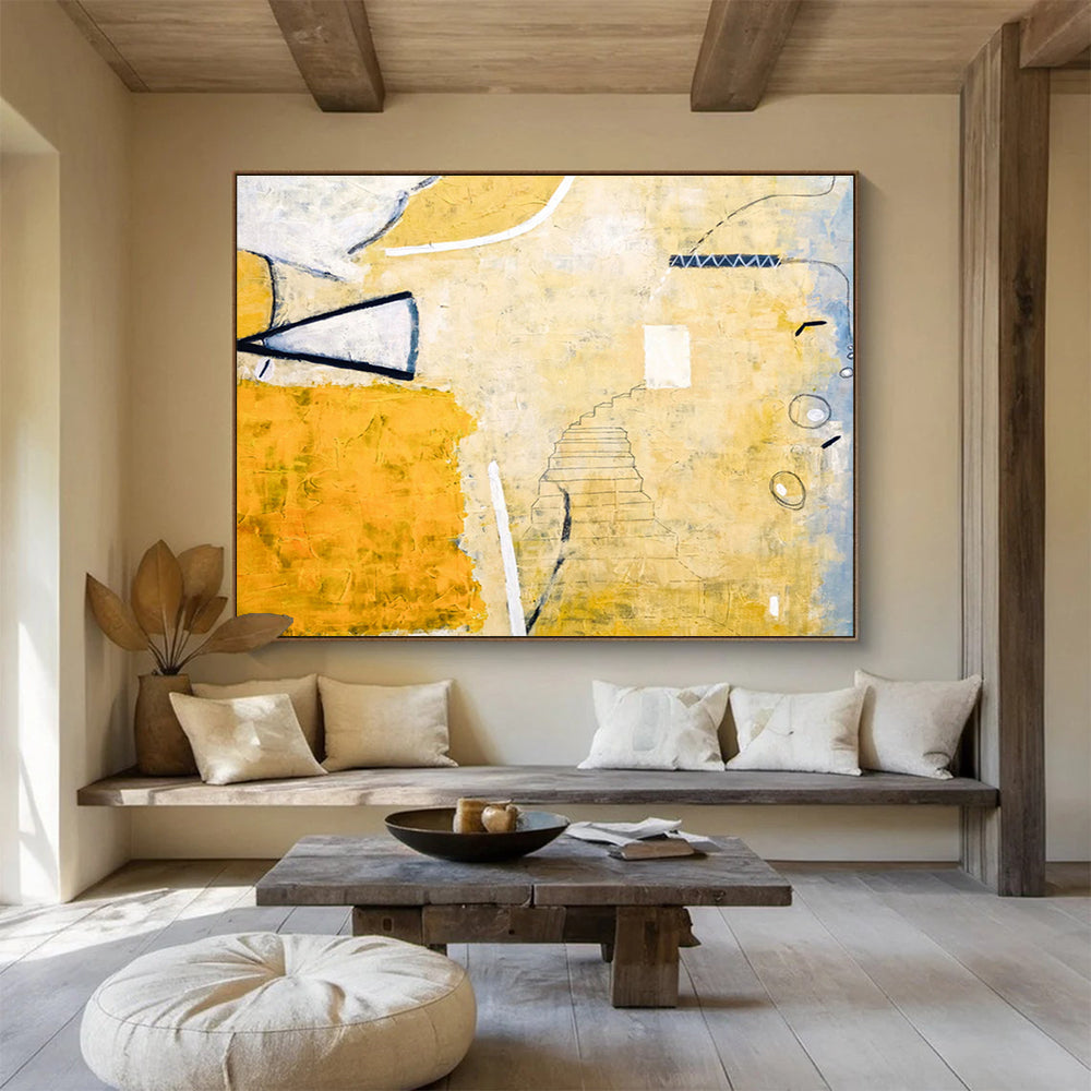 “Warm Tones Abstract Staircase” Abstract Oil Painting On Canvas DKH562