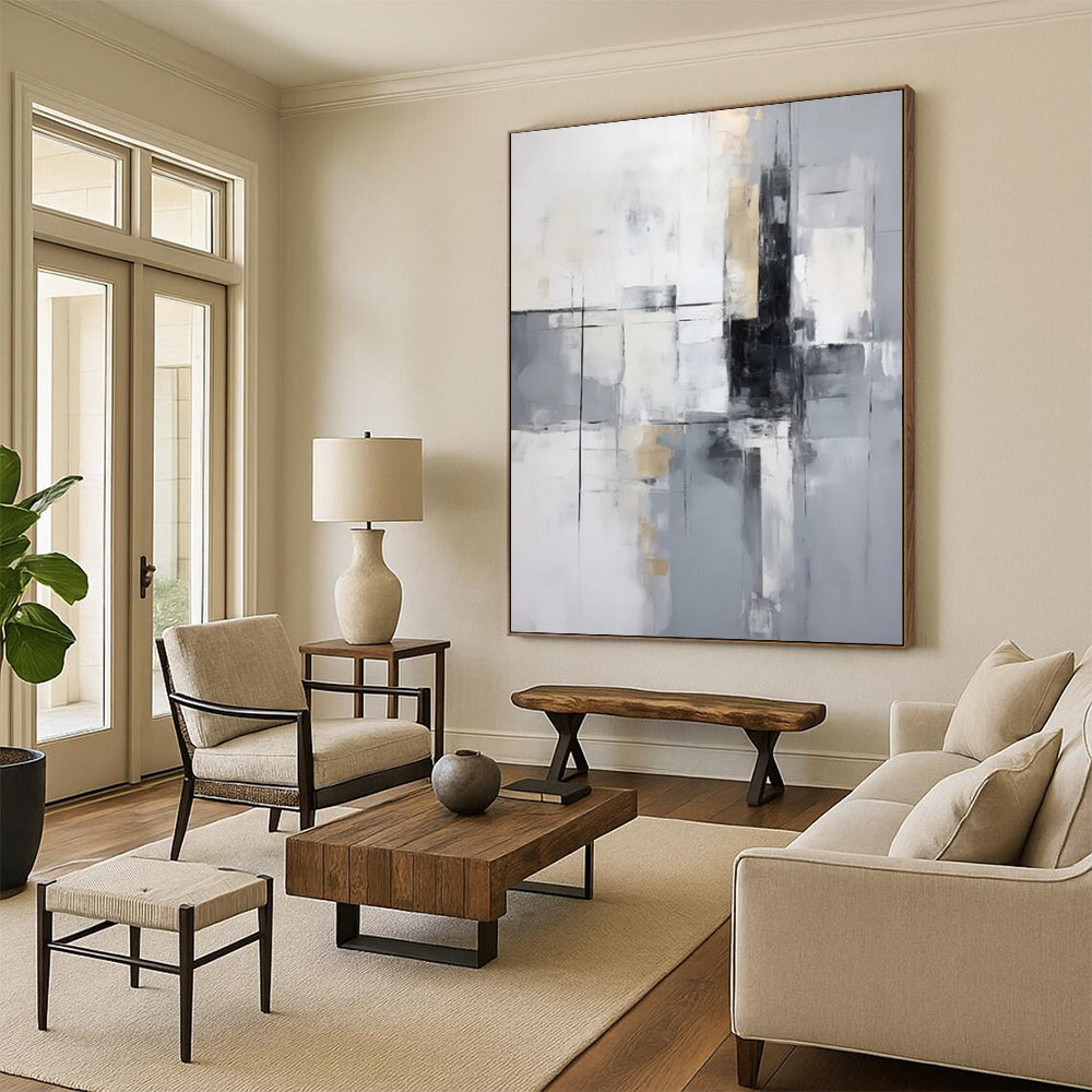 “Neutral Geometric Abstraction” - Minimalist Abstract Painting On Canvas DTP138