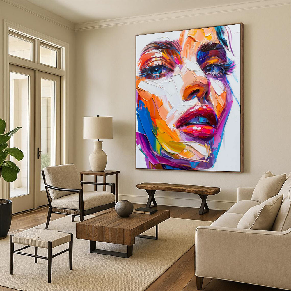 “Vivid Visage” - Abstract Impasto Portrait Art on Canvas CT1870